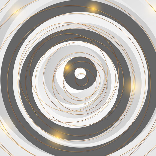 Goldene runde Konturlinien Muster auf schwarz-grauen Hintergrund Vektor moderne digitale Kunst Design