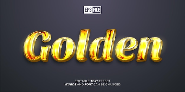 Goldene Schrift bearbeitbarer Text 3D-Glanz-Schriftart