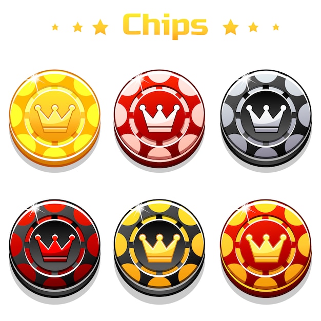 Goldene, schwarze und rote pokerchips