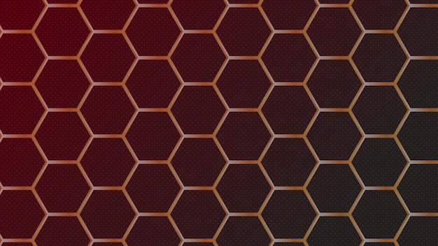 Goldene Sechsecken auf rotem, eleganten, minimalistischen Stil, hochwertige digitale Tapeten, schicke abstrakte Kunst