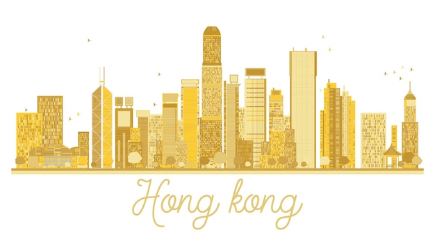 Goldene silhouette der skyline von hongkong china. vektor-illustration.