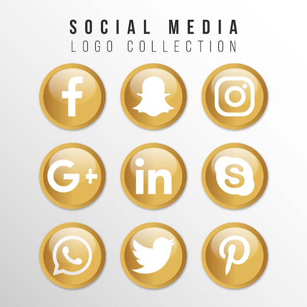 Vektor goldene social-media-logo-sammlung