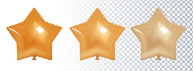 Goldene Sternballons auf transparent gesetzt