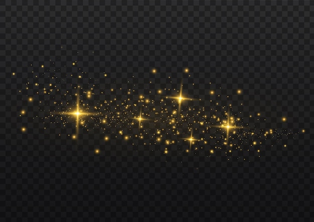 goldene Sterne leuchten mit besonderem Licht Funkelnde magische Staubpartikel