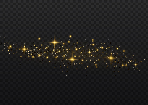 goldene Sterne leuchten mit besonderem Licht Funkelnde magische Staubpartikel
