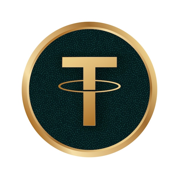 Vektor goldene tether-krypto-digitalwährungsmünze