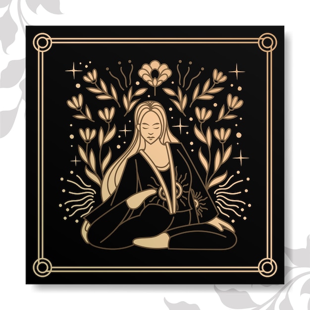 goldene Yoga-Frauen-Serie Vektor-Pack-Elemente