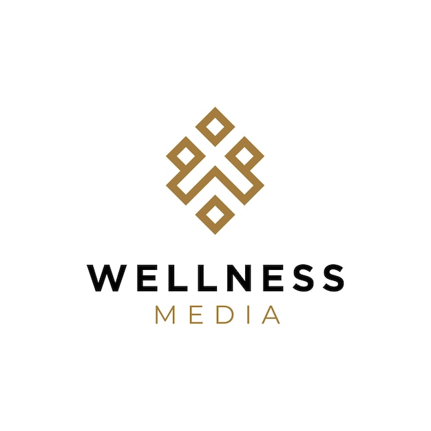 Goldener anfangsbuchstabe w wellness mit luxuriösem quadratischem logo-design