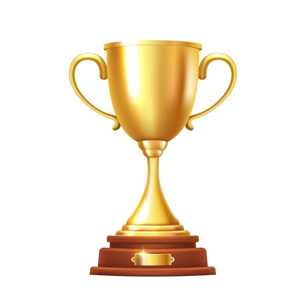 Goldener Becher auf einem Holzstand Vektor 3D-Clipart