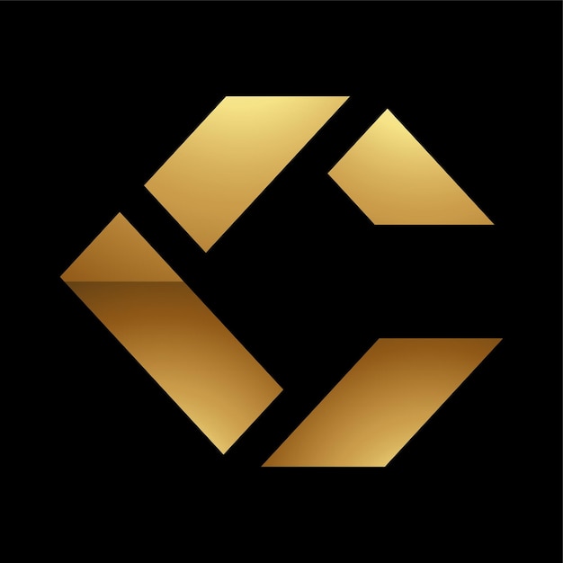 Goldener buchstabe c-symbol auf schwarzem hintergrund-symbol 5