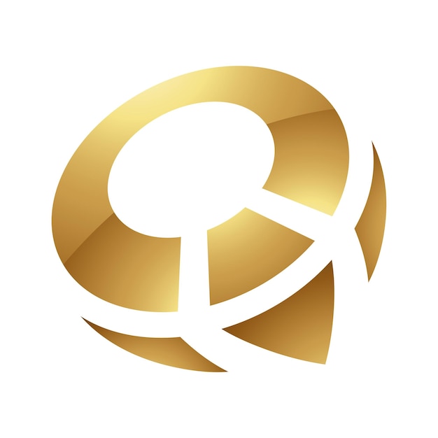 Goldener Buchstabe Q-Symbol auf weißem Hintergrund, Symbol 1
