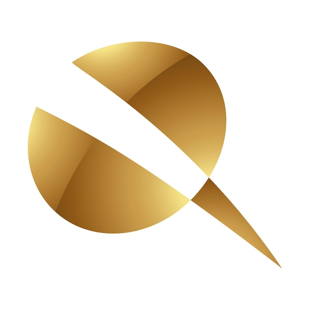 Goldener buchstabe q-symbol auf weißem hintergrund, symbol 7