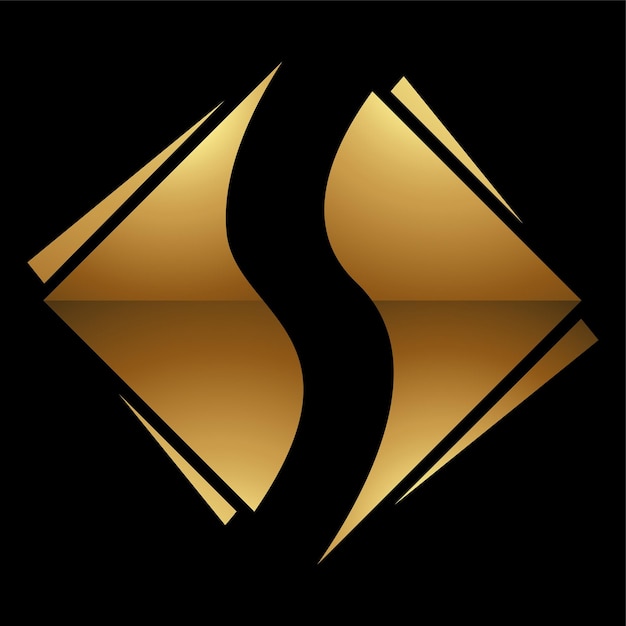 Goldener buchstabe s-symbol auf schwarzem hintergrundsymbol 7