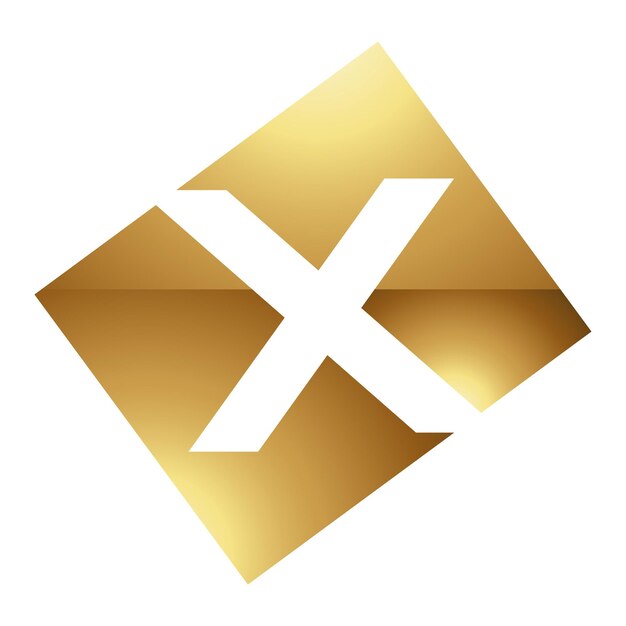 Vektor goldener buchstabe x-symbol auf weißem hintergrund, symbol 9