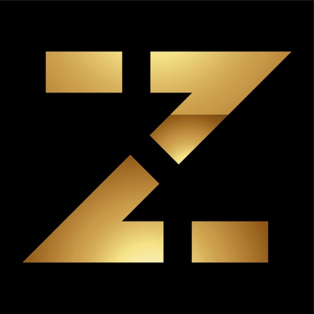 Vektor goldener buchstabe z-symbol auf schwarzem hintergrund-symbol 5