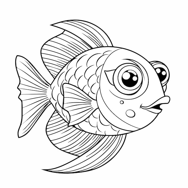 Goldener Fisch für Malbuch oder Malseite für Kinder-Vektor-Cliparts