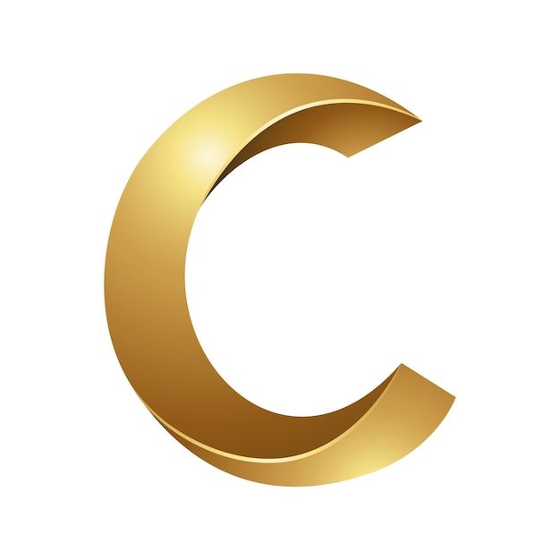 Goldener geprägter verdrehter Buchstabe C auf einem weißen Hintergrund
