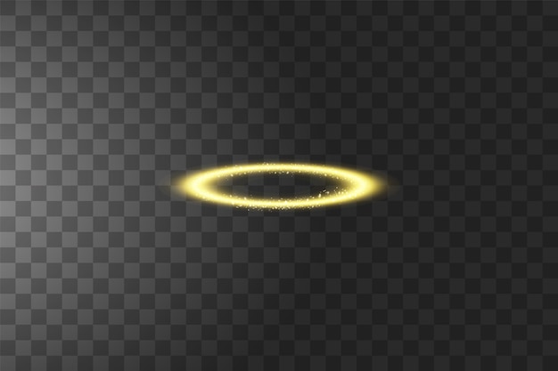 Goldener Halo-Engelsring isoliert auf transparenter Hintergrundvektorillustration
