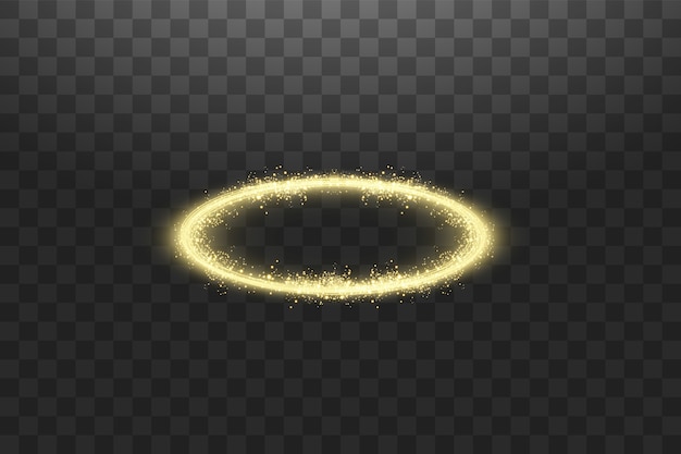 Goldener halo-engelsring lokalisiert auf dunkelheit