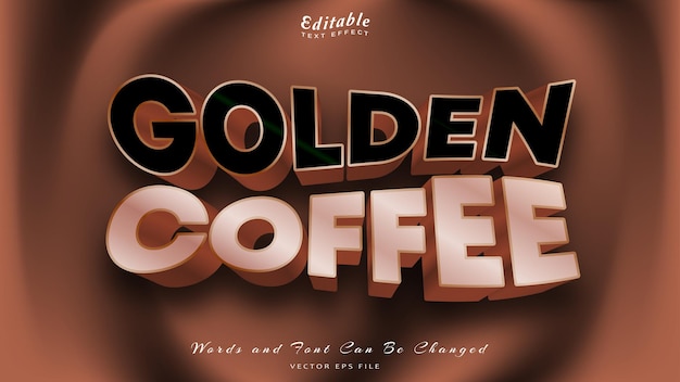 Vektor goldener kaffee editierbarer texteffekt kostenlose schriftart
