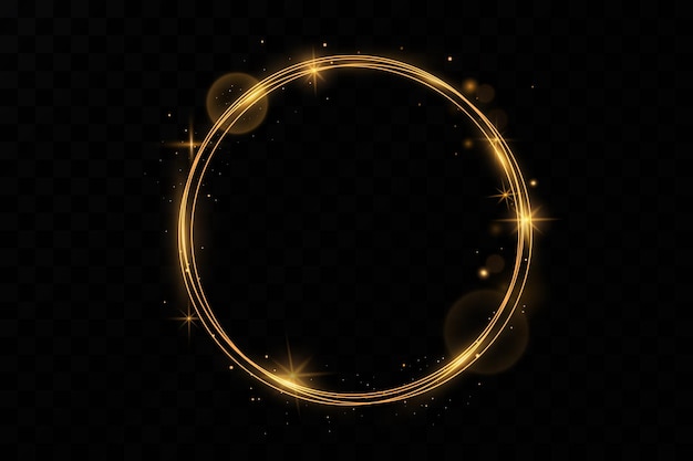 Goldener Kreis mit Feuereffekten. Lichteffekt. Vektor.