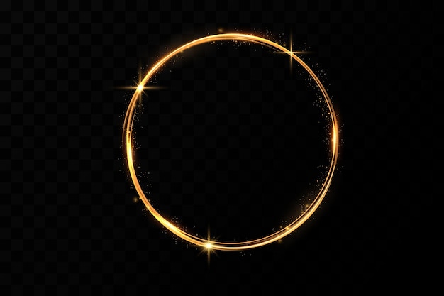 Goldener Kreis mit Feuereffekten. Lichteffekt. Vektor.