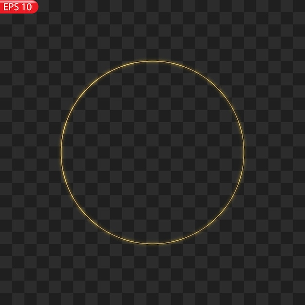 Goldener kreisrahmen mit glitzerlicht-effekt ein goldener blitz fliegt in einem kreis in einem leuchtenden ring