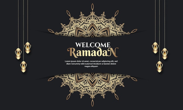 Goldener luxushintergrund ramadan mit mandala