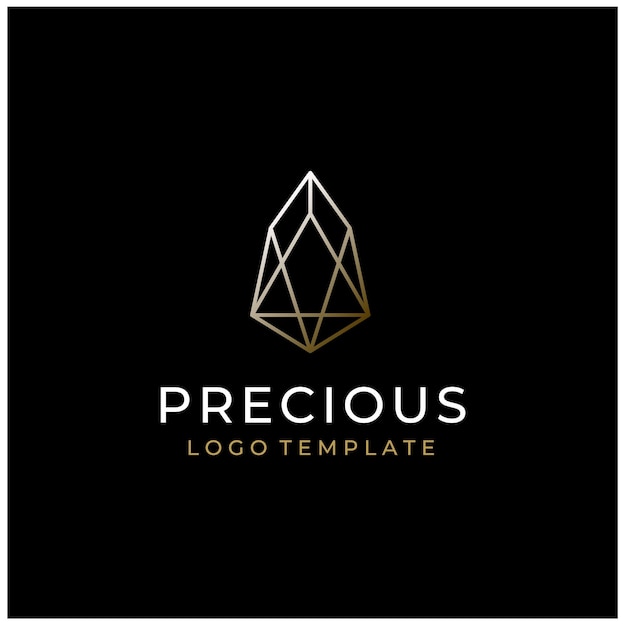 Goldener luxusschmuck kristalldiamant eleganter kostbarer goldedelstein für schmucklogodesign
