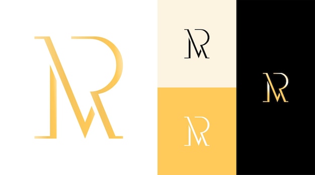 Goldener mr-monogramm-buchstabe luxury business company brand logo design