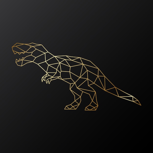 Goldener polygonaler tyrannosaurus-dinosaurier