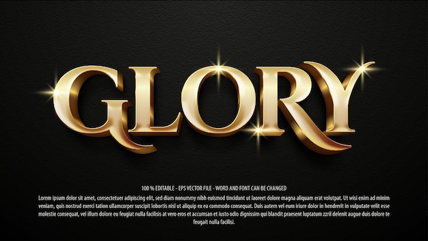Goldener Ruhm 3D-bearbeitbarer Texteffekt