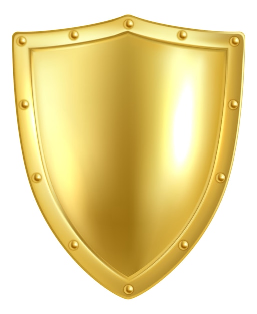 Vektor goldener schild realistisches heraldisches symbol metallischer monarchenpreis königliches luxuszeichen leer leer sicherheitsabzeichen machtschutzsymbol premium-abzeichen vektor 3d isoliertes element