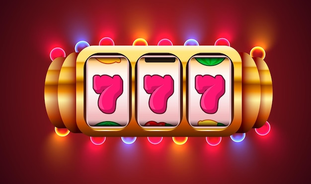 Vektor goldener spielautomat gewinnt den jackpot 777 big win concept casino jackpot