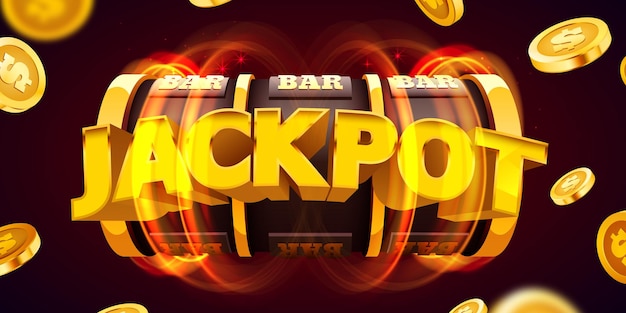 Goldener spielautomat gewinnt den jackpot. 777 big-win-konzept. casino-jackpot. vektor-illustration