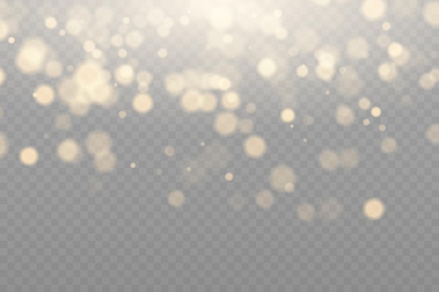 Vektor goldener staublicht-bokeh-lichteffekt-hintergrund, abstrakter magischer lichtstaubeffekt-weihnachten
