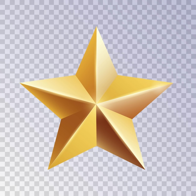 Goldener Stern mit glänzender metallischer Textur und 3D-Effekt Vektorillustration
