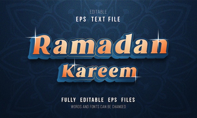 Goldener und bearbeitbarer ramadan-kareem-texteffektstil