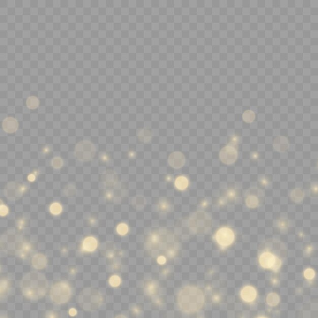 Goldener verschwommener Sternenstaub Verschwommener Lichteffekt Defokussiertes Blendbokeh Gelber Staub funkt Sternenvektor