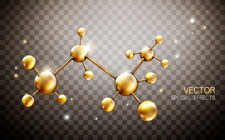 Vektor goldenes atommodell
