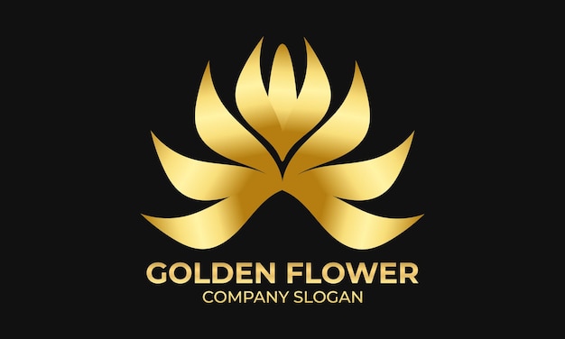 Vektor goldenes blumendesign blumenlogo oder icondesign tulip flower logo