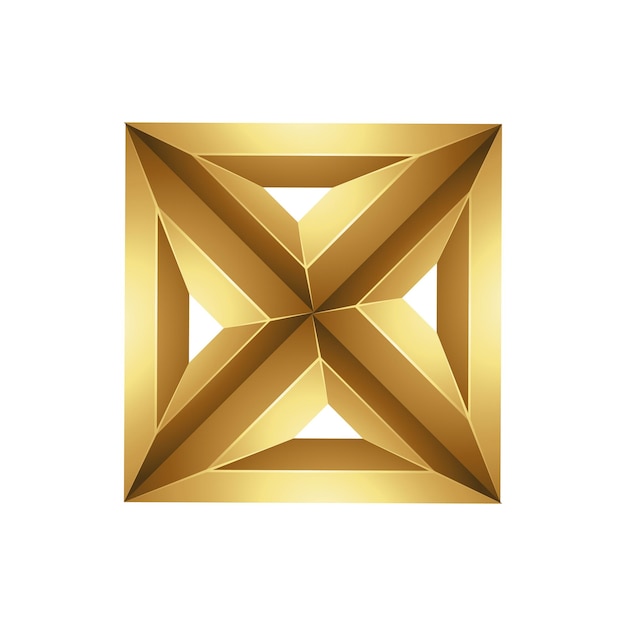 Vektor goldenes geprägtes quadrat aus dreiecken auf weißem hintergrund