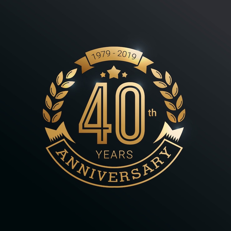 Vektor goldenes jubiläumsabzeichen 40 jahre im goldstil