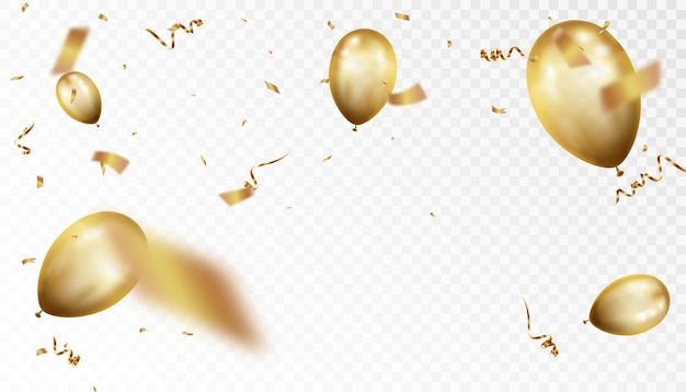 Goldenes Konfetti isoliert auf transparentem Hintergrund. Fallende Serpentine. Realistische goldene Serpentine