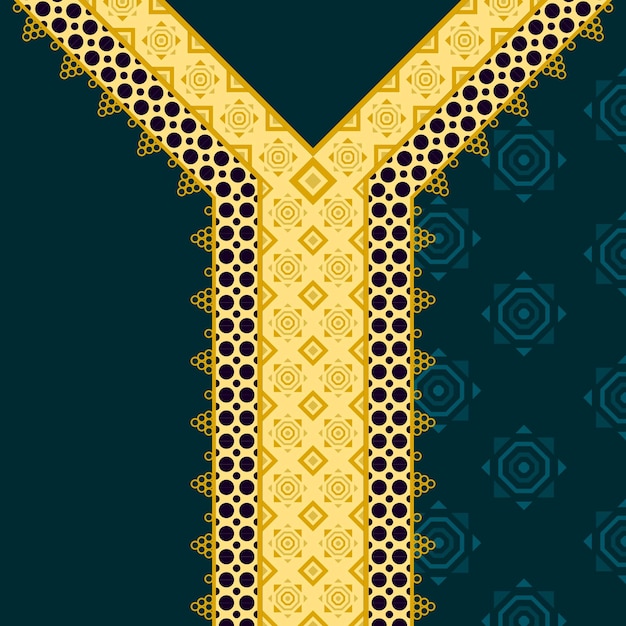 Goldenes kragenmuster-halsdesign für halskettenhintergrund, kleidung und verpackung.