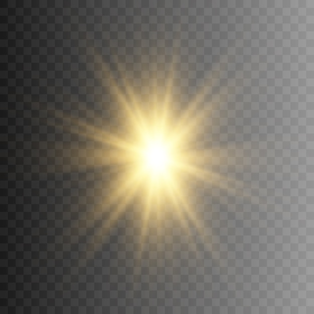 Goldenes Licht, Lichtstrahlen. Goldener Blitz. Licht, Beleuchtung.