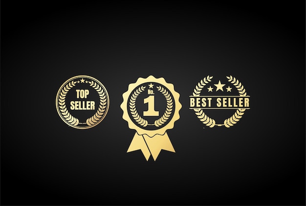 Goldenes luxus-lorbeerblatt für top best number one seller badge emblem label design vector