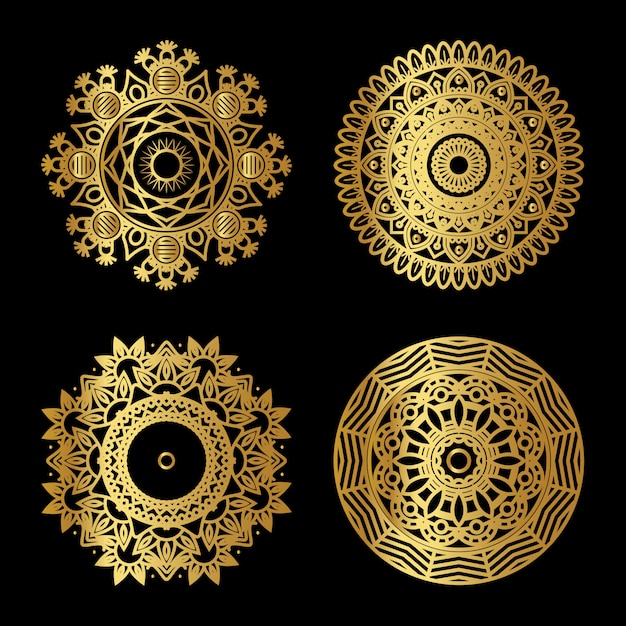Vektor goldenes mandala-set