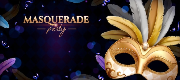 Goldenes Maskerade-Maskenbanner
