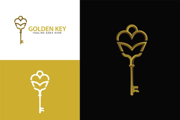 Vektor goldenes schlüsselbuchstabe m-immobilienlogo